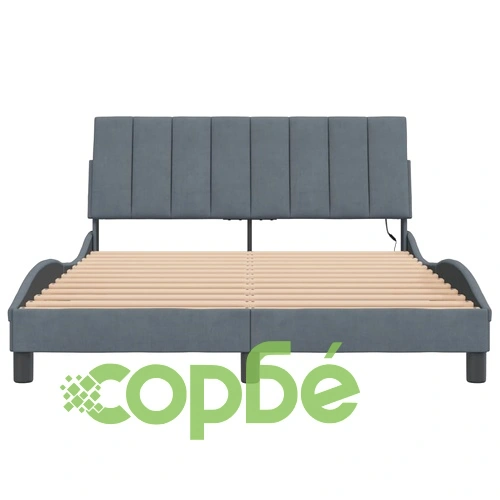 Рамка за легло с LED осветление, тъмносива, 140x190 см, кадифе ➤ топ цена ➤ sorbe.bg