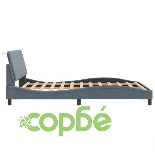 Рамка за легло с LED осветление, тъмносива, 140x190 см, кадифе ➤ топ цена ➤ sorbe.bg