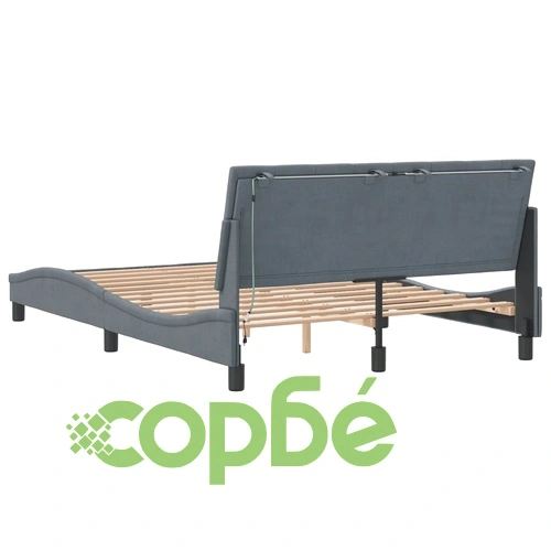 Рамка за легло с LED осветление, тъмносива, 140x190 см, кадифе ➤ топ цена ➤ sorbe.bg