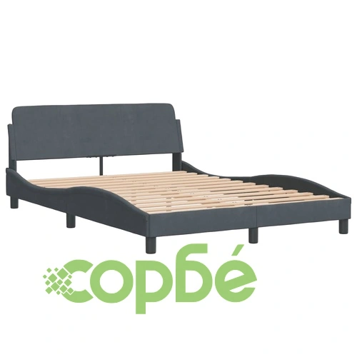 Рамка за легло с LED осветление, тъмносива, 140x190 см, кадифе ➤ топ цена ➤ sorbe.bg