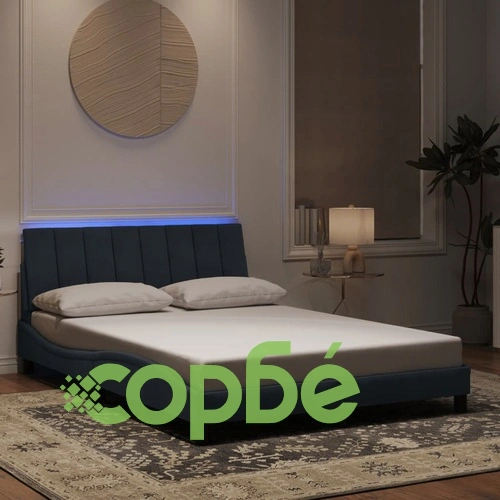 Рамка за легло с LED осветление, тъмносива, 140x190 см, кадифе ➤ топ цена ➤ sorbe.bg