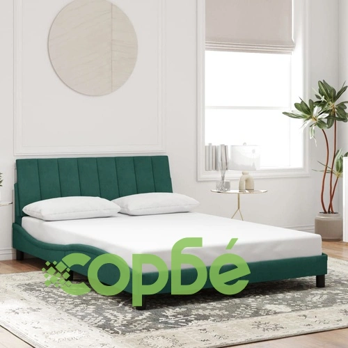 Рамка за легло с LED осветление тъмнозелена 140x190 см кадифе ➤ топ цена ➤ sorbe.bg