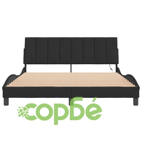 Рамка за легло с LED осветление, черна, 160x200 см, кадифе ➤ топ цена ➤ sorbe.bg