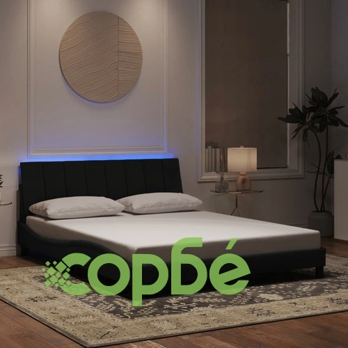 Рамка за легло с LED осветление, черна, 160x200 см, кадифе ➤ топ цена ➤ sorbe.bg
