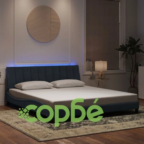 Рамка за легло с LED осветление, тъмносива, 180x200 см, кадифе ➤ топ цена ➤ sorbe.bg