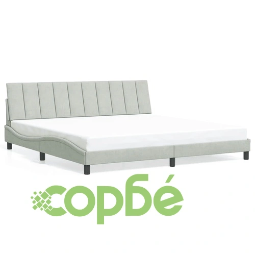 Рамка за легло с LED осветление, светлосива, 200x200 см, кадифе ➤ топ цена ➤ sorbe.bg