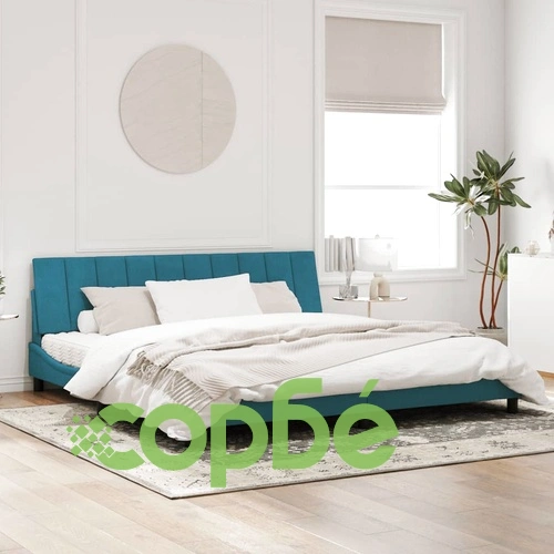 Рамка за легло с LED осветление, синя, 200x200 см, кадифе ➤ топ цена ➤ sorbe.bg