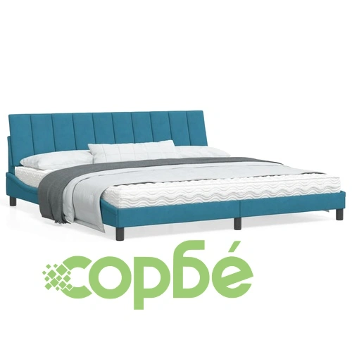 Рамка за легло с LED осветление, синя, 200x200 см, кадифе ➤ топ цена ➤ sorbe.bg