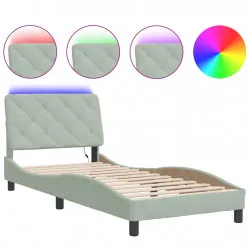 Рамка за легло с LED осветление, светлосива, 80x200 см, кадифе