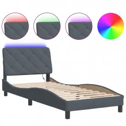 Рамка за легло с LED осветление, тъмносива, 80x200 см, кадифе