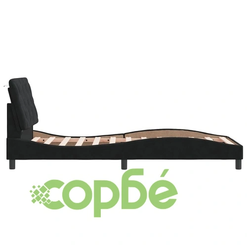 Рамка за легло с LED осветление, черна, 80x200 см, кадифе ➤ топ цена ➤ sorbe.bg