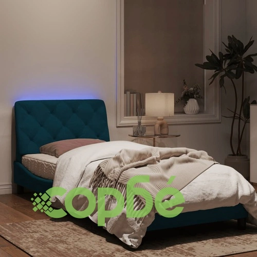 Рамка за легло с LED осветление, синя, 90x190 см, кадифе ➤ топ цена ➤ sorbe.bg