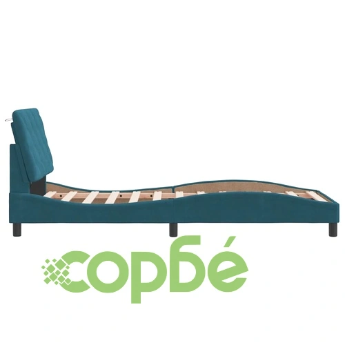 Рамка за легло с LED осветление, синя, 90x190 см, кадифе ➤ топ цена ➤ sorbe.bg