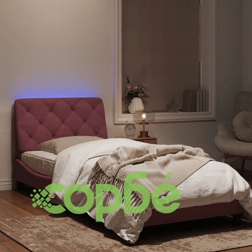 Рамка за легло с LED осветление, розова, 90x190 см, кадифе ➤ топ цена ➤ sorbe.bg