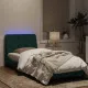 Рамка за легло с LED осветление, тъмнозелена, 90x200 см, кадифе