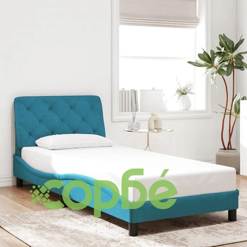 Рамка за легло с LED осветление, синя, 90x200 см, кадифе ➤ топ цена ➤ sorbe.bg
