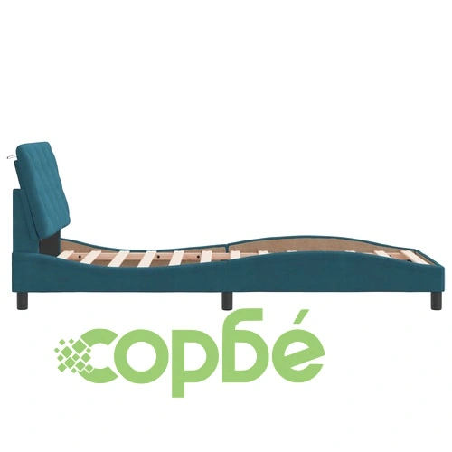 Рамка за легло с LED осветление, синя, 90x200 см, кадифе ➤ топ цена ➤ sorbe.bg