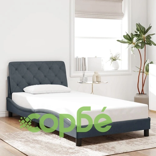 Рамка за легло с LED осветление, тъмносива, 100x200 см, кадифе ➤ топ цена ➤ sorbe.bg