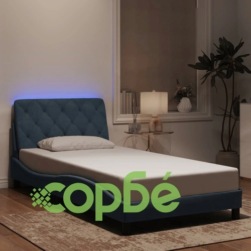 Рамка за легло с LED осветление, тъмносива, 100x200 см, кадифе ➤ топ цена ➤ sorbe.bg