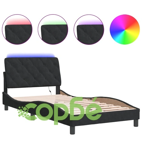 Рамка за легло с LED осветление, черна, 100x200 см, кадифе ➤ топ цена ➤ sorbe.bg