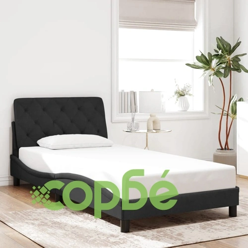 Рамка за легло с LED осветление, черна, 100x200 см, кадифе ➤ топ цена ➤ sorbe.bg
