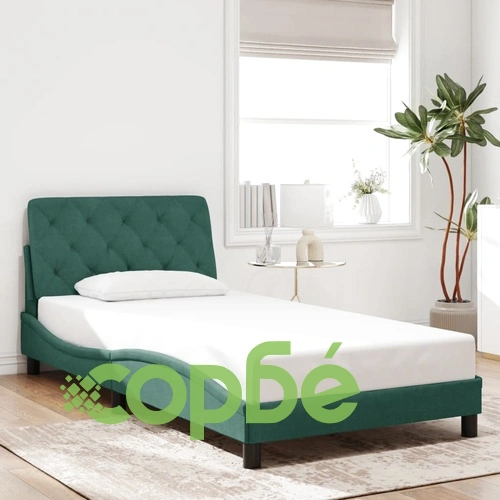 Рамка за легло с LED осветление, тъмнозелена, 100x200см, кадифе ➤ топ цена ➤ sorbe.bg