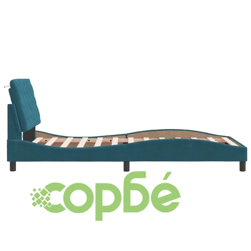 Рамка за легло с LED осветление, синя, 100x200 см, кадифе ➤ топ цена ➤ sorbe.bg