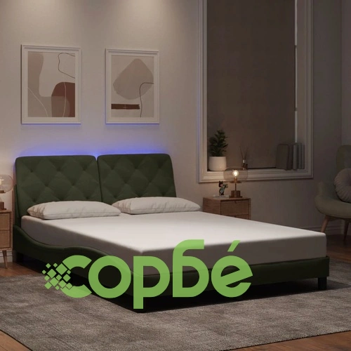 Рамка за легло с LED осветление, светлосива, 120x200 см, кадифе ➤ топ цена ➤ sorbe.bg