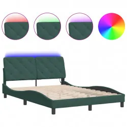 Рамка за легло с LED осветление тъмнозелена 120x200 см кадифе