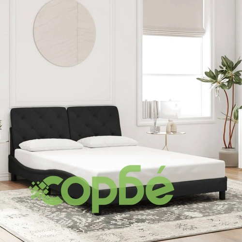 Рамка за легло с LED осветление, черна, 140x190 см, кадифе ➤ топ цена ➤ sorbe.bg