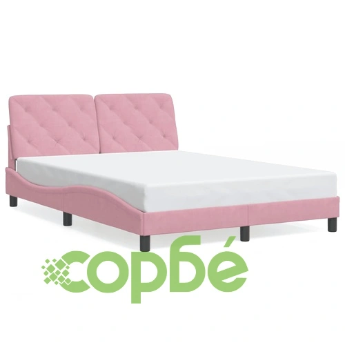 Рамка за легло с LED осветление, розова, 140x190 см, кадифе ➤ топ цена ➤ sorbe.bg