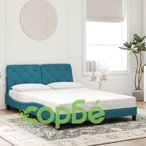 Рамка за легло с LED осветление, синя, 140x200 см, кадифе ➤ топ цена ➤ sorbe.bg