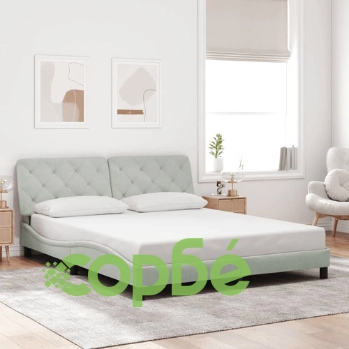 Рамка за легло с LED осветление, светлосива, 160x200 см, кадифе ➤ топ цена ➤ sorbe.bg