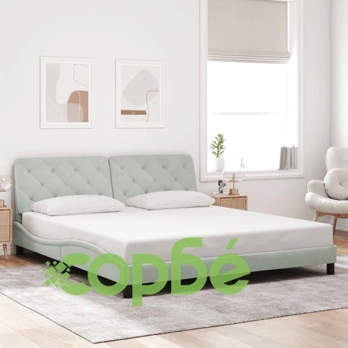 Рамка за легло с LED осветление, светлосива, 180x200 см, кадифе ➤ топ цена ➤ sorbe.bg