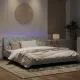 Рамка за легло с LED осветление, светлосива, 180x200 см, кадифе