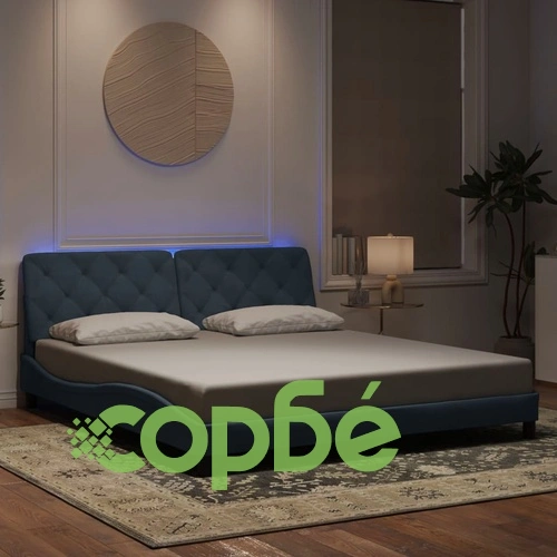 Рамка за легло с LED осветление, тъмносива, 180x200 см, кадифе ➤ топ цена ➤ sorbe.bg