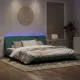 Рамка за легло с LED осветление тъмнозелена 200x200 см кадифе
