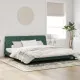 Рамка за легло с LED осветление тъмнозелена 200x200 см кадифе