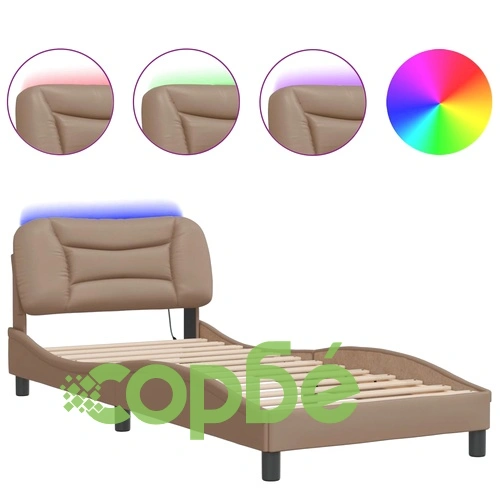 Рамка за легло с LED осветление, капучино, 80x200 см, еко кожа ➤ топ цена ➤ sorbe.bg