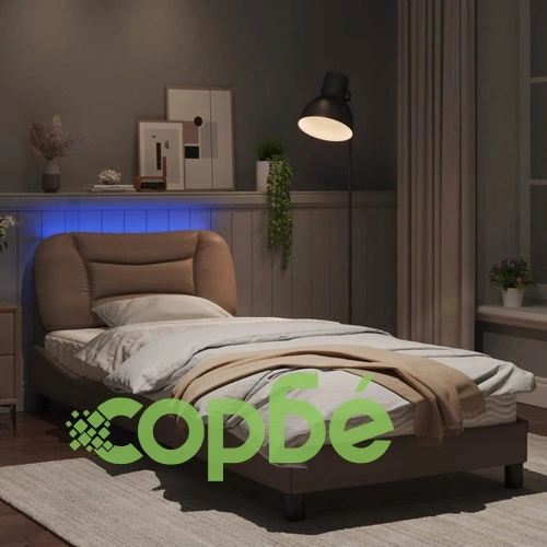 Рамка за легло с LED осветление, капучино, 80x200 см, еко кожа ➤ топ цена ➤ sorbe.bg