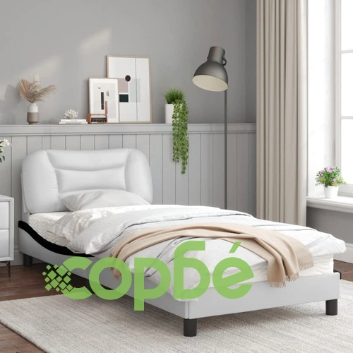 Рамка за легло с LED осветление бяло и черно 80x200 см еко кожа ➤ топ цена ➤ sorbe.bg