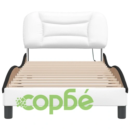 Рамка за легло с LED осветление бяло и черно 80x200 см еко кожа ➤ топ цена ➤ sorbe.bg