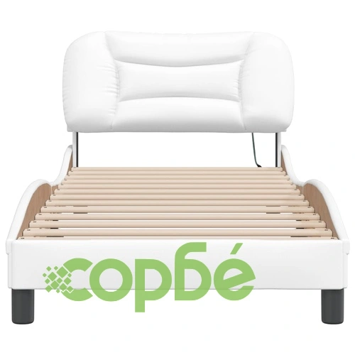 Рамка за легло с LED осветление бяла 90x190 см изкуствена кожа ➤ топ цена ➤ sorbe.bg