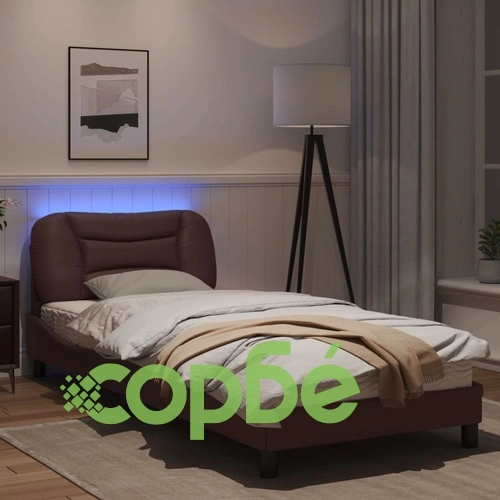 Рамка за легло с LED осветление кафява 90x190см изкуствена кожа ➤ топ цена ➤ sorbe.bg