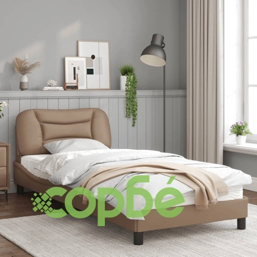 Рамка за легло с LED осветление, капучино, 90x190 см, еко кожа ➤ топ цена ➤ sorbe.bg