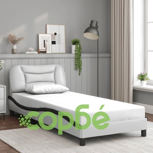 Рамка за легло с LED осветление бяла и черно 90x190 см еко кожа ➤ топ цена ➤ sorbe.bg