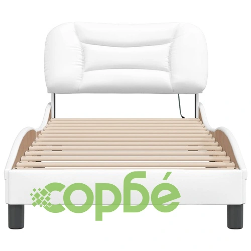 Рамка за легло с LED осветление бяла 90x200 см изкуствена кожа ➤ топ цена ➤ sorbe.bg