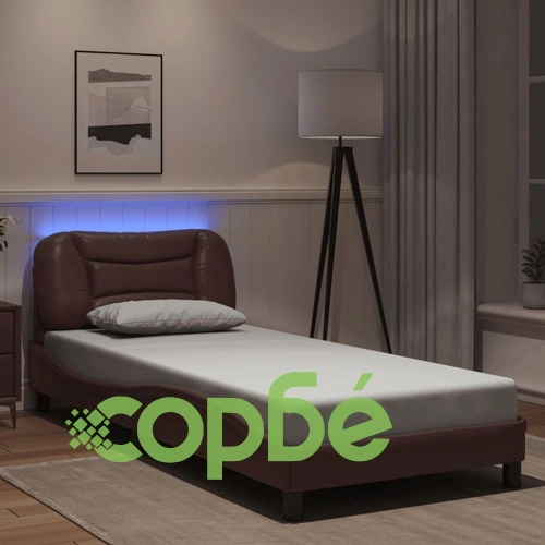 Рамка за легло с LED осветление кафява 90x200см изкуствена кожа ➤ топ цена ➤ sorbe.bg