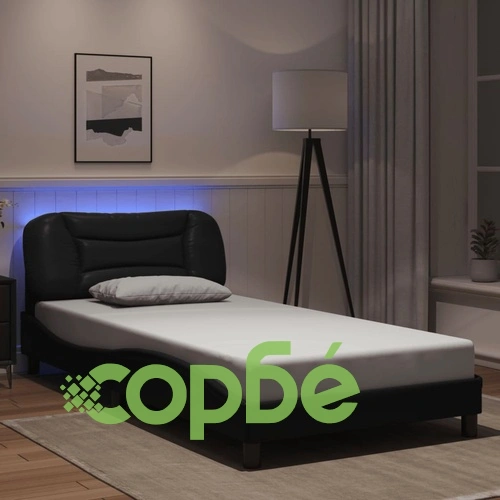 Рамка за легло с LED осветление черна 100x200см изкуствена кожа ➤ топ цена ➤ sorbe.bg
