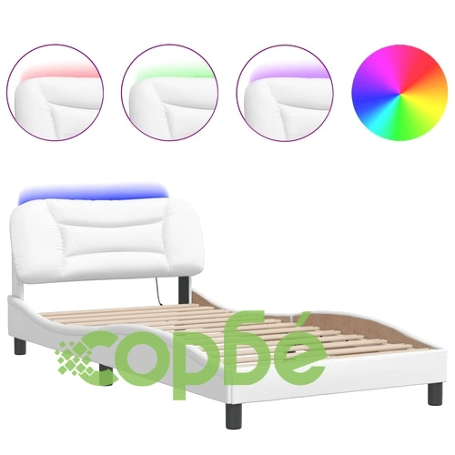 Рамка за легло с LED осветление бяла 100x200 см изкуствена кожа ➤ топ цена ➤ sorbe.bg